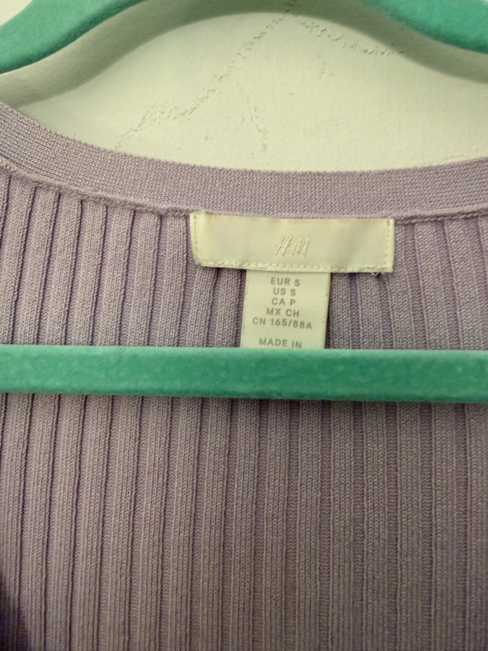 H&M Ribbed V-Neck Button Cardigan - Light Lavender - Picture 4 of 4